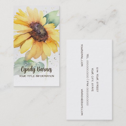 水彩ひまわり名刺 名刺 (正面/裏面)