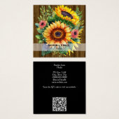 水彩ひまわり名刺 – 木目 (正面&裏面)