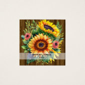水彩ひまわり名刺 – 木目 (正面)