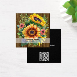 水彩ひまわり名刺 – 木目