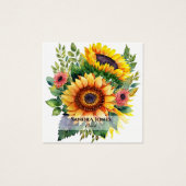 水彩ひまわり名刺 – 白 (正面)