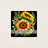 水彩ひまわり名刺 – 黒 (正面)