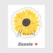 水彩ひまわり名 シール (シート)