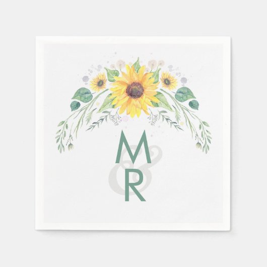 水彩ひまわり国素朴式 スタンダードカクテルナプキン (正面)