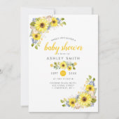 水彩ひまわり国素朴赤ちゃんシャワー 招待状 (正面)