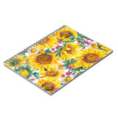 水彩ひまわり夏のヴィンテージ継ぎ目 ノートブック (左側)