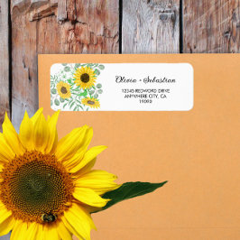 水彩ひまわり差出人住所ラベル ラベル