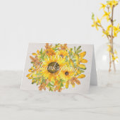 水彩ひまわり幸せ感謝祭 カード (黄色い花)