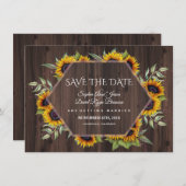 水彩ひまわり幾何学木結婚材 セーブザデート (正面/裏面)