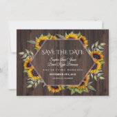 水彩ひまわり幾何学木結婚材 セーブザデート (正面)