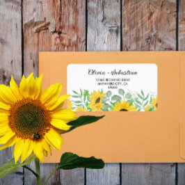 水彩ひまわり式RSVPアドレス ラベル