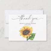 水彩ひまわり感謝していおブライダルシャワー サンキューカード (正面)