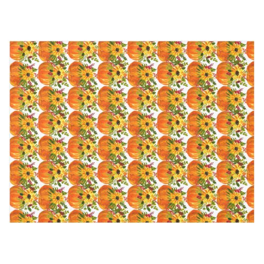 水彩ひまわり感謝祭かぼちゃの秋 テーブルクロス (正面(横))