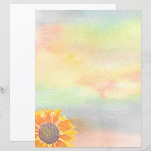 水彩ひまわり文房具紙 (正面/裏面)
