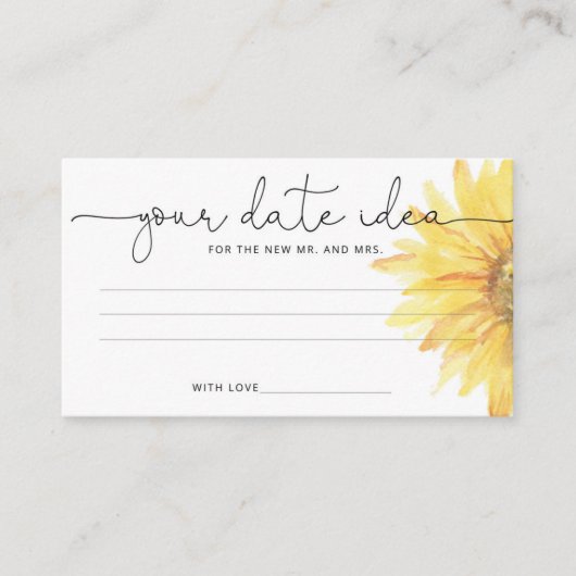 水彩ひまわり日付夜のアイディア。日付jar エンクロージャーカード (正面)