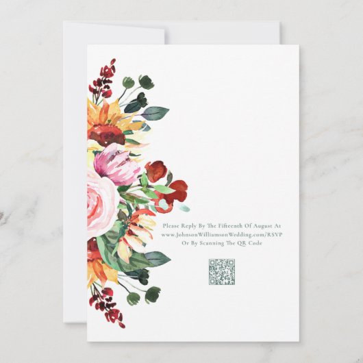 水彩ひまわり春夏結婚秋 招待状 (裏面)