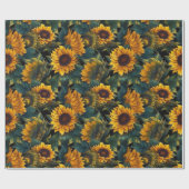 水彩ひまわり暗い ラッピングペーパー (フラット)