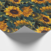 水彩ひまわり暗い ラッピングペーパー (角)
