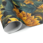 水彩ひまわり暗い ラッピングペーパー (ロールコーナー)