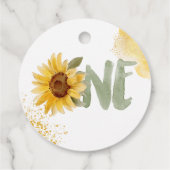 水彩ひまわり最初の誕生日感謝していユー フェイバータグ (裏面)