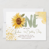 水彩ひまわり最初の誕生日 招待状 (正面)