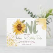 水彩ひまわり最初の誕生日 招待状 (スタンド正面)