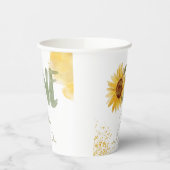 水彩ひまわり最初の誕生日 紙コップ (左)