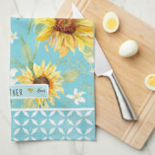 水彩ひまわり最高のの母なるフローラ キッチンタオル (四つ折り)