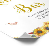 水彩ひまわり桃佐バー標識 ポスター (角)