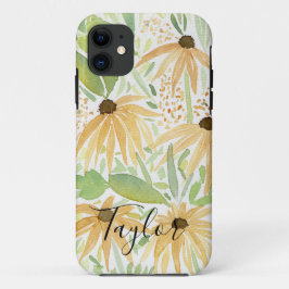 水彩ひまわり植物芸術 iPhone 11 ケース