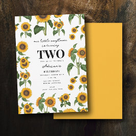 水彩ひまわり植物葉誕生日 招待状