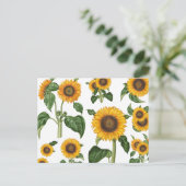 水彩ひまわり植物観葉緑 シーズンポストカード (スタンド正面)