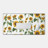 水彩ひまわり植物観葉緑 デスクマット (キーボード&マウス)