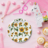 水彩ひまわり植物観葉緑 ペーパープレート (パーティー)