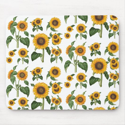 水彩ひまわり植物観葉緑 マウスパッド (正面)
