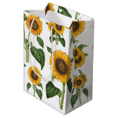 水彩ひまわり植物観葉緑 ミディアムペーパーバッグ (裏面アングル)