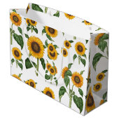水彩ひまわり植物観葉緑 ラージペーパーバッグ (裏面アングル)
