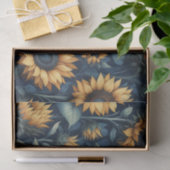 水彩ひまわり模様イエローブルーの切り離 薄葉紙 (ギフト)