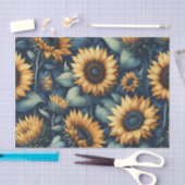 水彩ひまわり模様イエローブルーの切り離 薄葉紙 (クラフト)