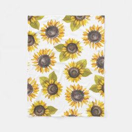 水彩ひまわり模様ベビーブランケット フリースブランケット