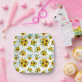 水彩ひまわり模様紙プレート ペーパープレート (パーティー)