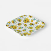 水彩ひまわり模様紙プレート ペーパープレート (傾斜あり)