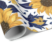水彩ひまわり模様 ラッピングペーパー (ロールコーナー)
