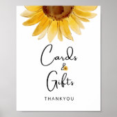 水彩ひまわり水彩カードとギフト ポスター (正面)