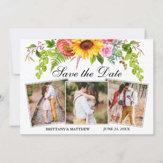 水彩ひまわり混合フローラ3写真 セーブザデート (正面)