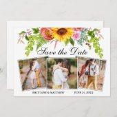 水彩ひまわり混合フローラ3写真 セーブザデート (正面/裏面)