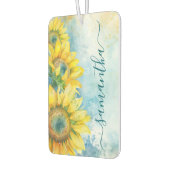 水彩ひまわり濃いティール（緑がかった色）シグニガーリーチャー カーエアーフレッシュナー (左)