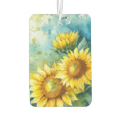 水彩ひまわり濃いティール（緑がかった色）シグニガーリーチャー カーエアーフレッシュナー (裏面)