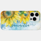 水彩ひまわり濃いティール(緑がかった色)シグニガーリーチャー Case-Mate iPhoneケース (裏面 (横))