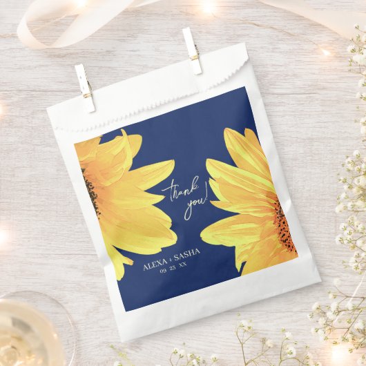 水彩ひまわり濃い青 フェイバーバッグ (クリップ留めされた状態)